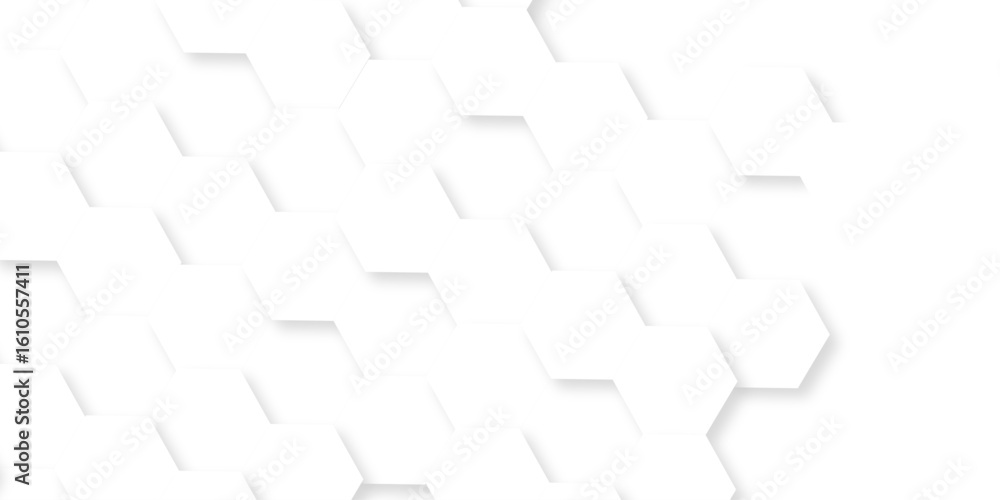 Poster abstract white hexagon concept background. seamless bright white abstract honeycomb. technology for 
