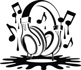 Music Headphone Silhouette Vector Illustration