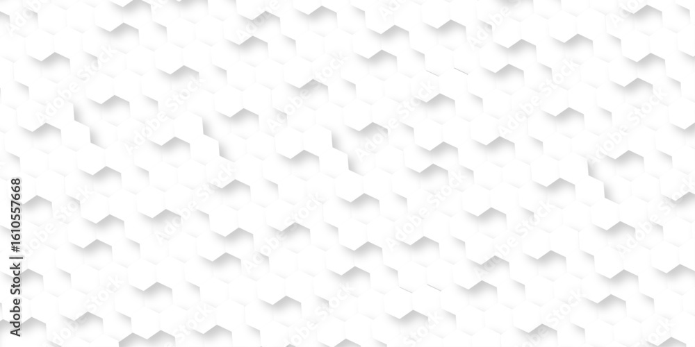 Poster abstract white hexagon concept background. seamless bright white abstract honeycomb. technology for 