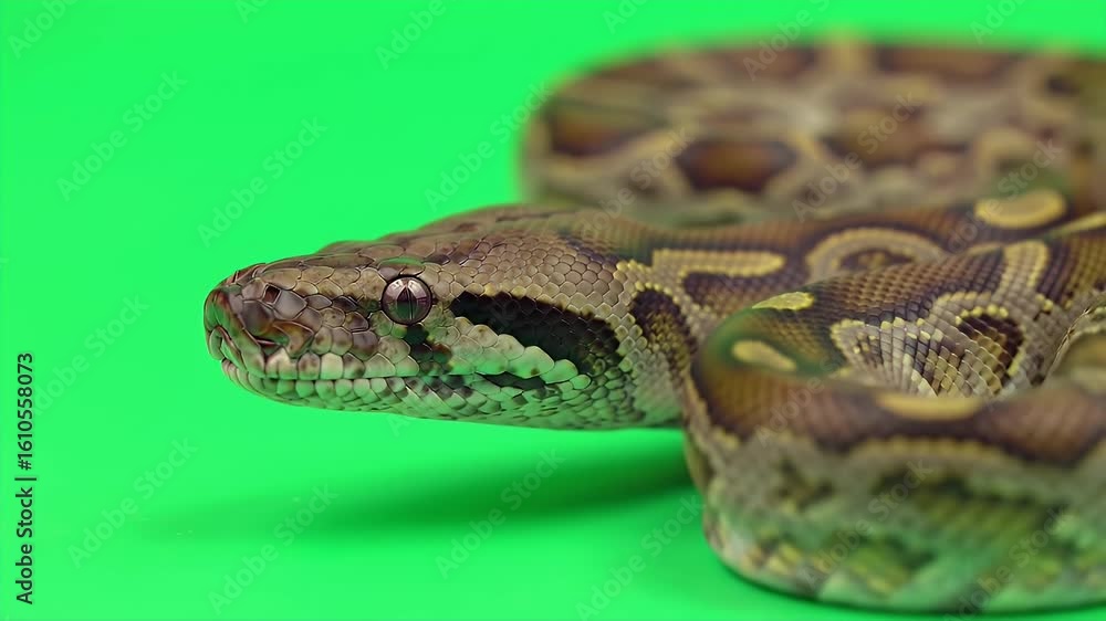 Poster realistic 3d timor python malayopython timoriensis isolated on green screen for wildlife production