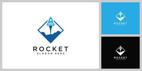 rocket launch logo vector template
