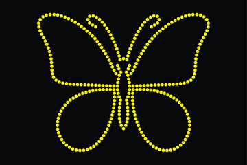 Butterfly Illustration Made of Yellow Dots on a Black Background 