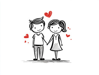romantic couple hands heart one line drawing art