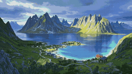 Volcanic Bloom The most beautiful island isolated watercolor vector illustration svg © Arun168