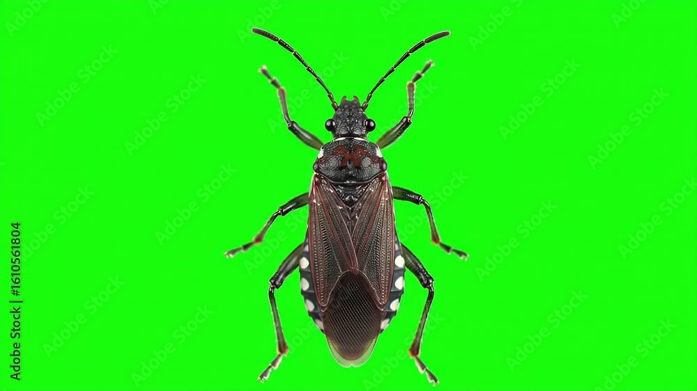 Poster single 3d zorapterans insect isolated on green screen realistic animation