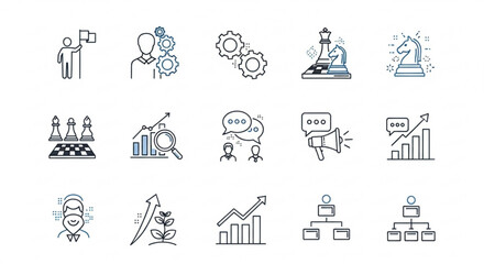 Business and management line icons set. Management icon collection. Vector illustrator