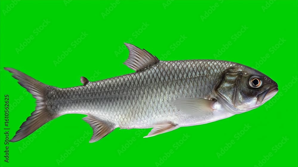 Poster single realistic ikan toman isolated on green screen channa micropeltes with 3d rendering for easy c