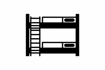 Bunk bed icon  vector silhouette illustration isolated on white background