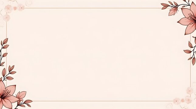 An elegant and sophisticated background with a delicate frame and floral corner decorations. A beautiful template for invitations, certificates, or formal announcements.