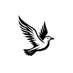 Obraz premium A black and white illustration of a bird in flight
