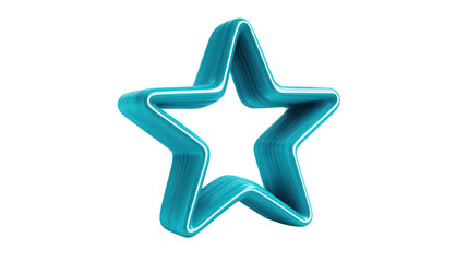 Obraz premium 3 D turquoise star shape with white outline isolated on a transparent background