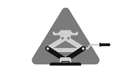 Monochrome flat icon of a mechanical scissor car jack with a crank handle.