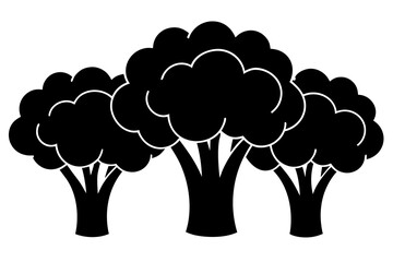 Broccoli vector silhouette illustration isolated on white background