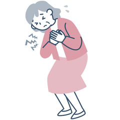 胸の痛みで困っているシニア女性