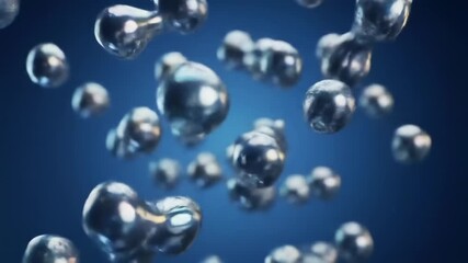 Abstract metallic spheres in motion against a dark blue background - Powered by Adobe