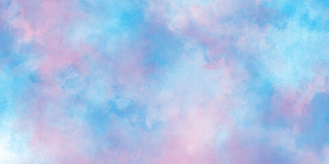 Watercolor painting on canvas with sky clouds gradient, Vintage soft splash template for decor, Light background shades watercolor design.