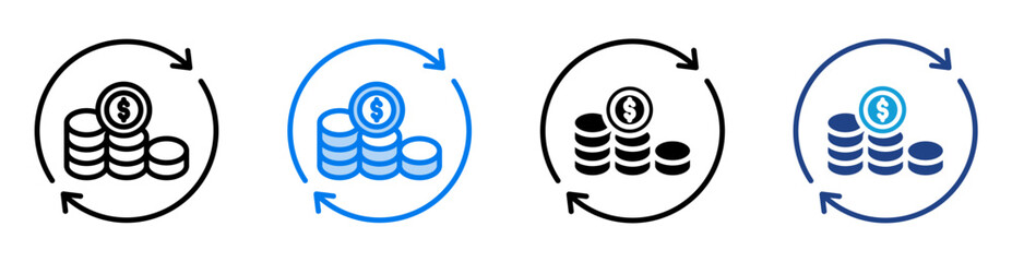 Currency icon set multiple style collection