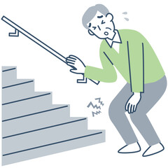 膝の痛みで階段が登れないシニア男性