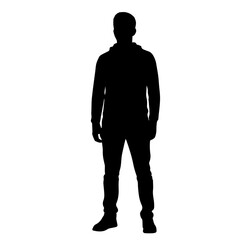 Obraz premium Silhouette of a man standing, casual attire, full body view.
