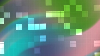 Ombre Abstracts Blink Square Abstract background features a grid pattern with translucent squares in hues of green, blue, and pink gradient