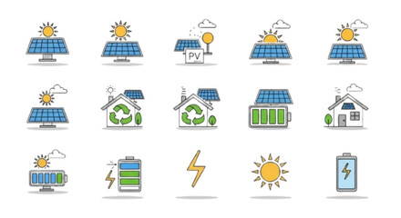 "Solar Energy Line Icons Set 