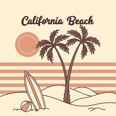 Naklejka premium vector illustration of a tropical beach