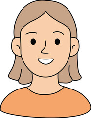 Smiling Girl Face Flat Vector Illustration