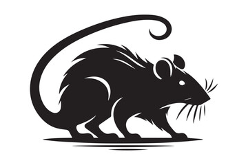 Obraz premium Rat Silhouette logo. Black and White mouse, Rodent.