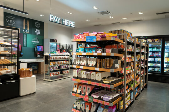 Petaling Jaya, Malaysia - July 14, 2024: interior shot of M and S food at Sunway Pyramid shopping mall.