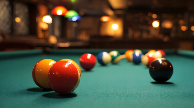 Billiard table set for a game