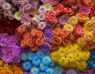  Mehrfarbiger Blumenwandhintergrund 