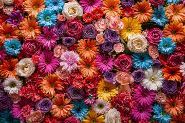  Mehrfarbiger Blumenwandhintergrund 