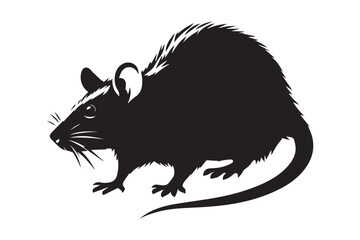 Rat Silhouette logo. Black and White mouse, Rodent.