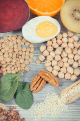 Healthy nutritious food as source natural folic acid, other vitamins or minerals and dietary fiber