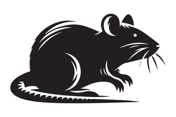 Fototapeta premium Rat Silhouette logo. Black and White mouse rodent.