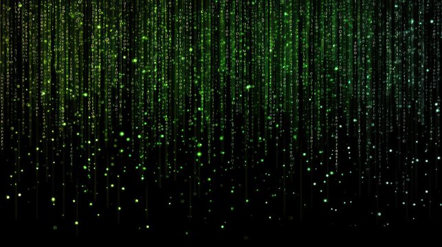 Abstract digital rain of shimmering particles