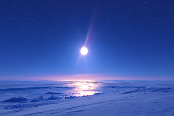 Naklejka premium moonlight ice crystals glowing frost across quiet landscape