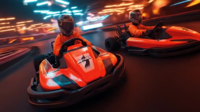 Go karts racing track interior