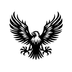 A powerful eagle with wings spread wide, ready to take flight