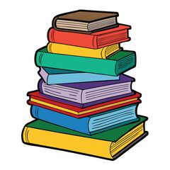 Stack of Books Colored Hand Drawn Illustration