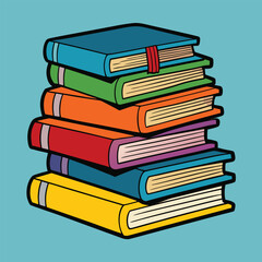 Stack of Books Colored Hand Drawn Illustration