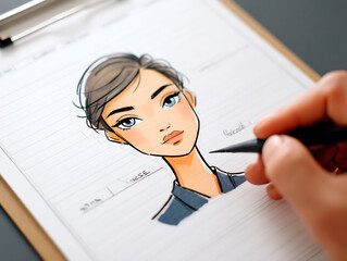 artist makeup sketch drawing face chart for beauty look
