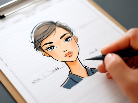 artist makeup sketch drawing face chart for beauty look