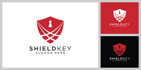 shield key logo vector design line style