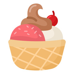 Strawberry and Vanilla Ice Cream Waffle Cup for Summer Holiday