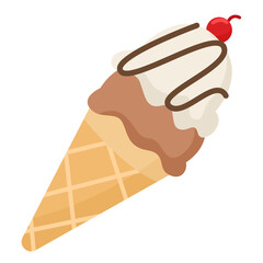 Double Scoop Chocolate and Vanilla Ice Cream Cone for Summer Holiday