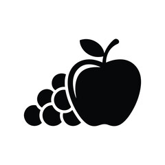 Apple and Grapes Silhouette Icon – Healthy Food Symbol for Nutrition, Kitchen, and Organic Design

