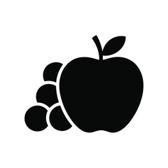 Black Fruit Icon – Apple and Grapes Silhouette Vector for Food and Health Designs

