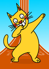 Illustration of a cat on a running track