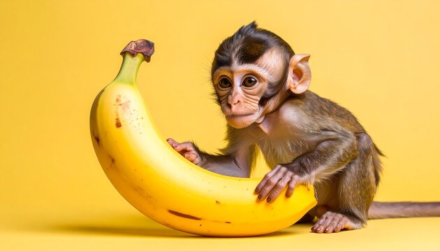 Baby monkey with banana (4)